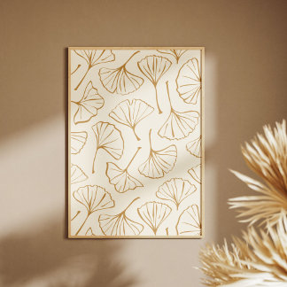 Handgezeichneter Ginkgo Japanischer Boho Japandi B Poster