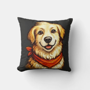 Handgezeichneter glücklicher Golden Retriever Pull Kissen