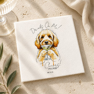 Handgezeichneter Golden Doodle Martini Offener Bar Serviette