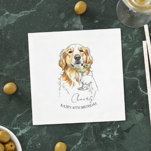 Handgezeichneter Golden Retriever Dirty Martini Co Serviette