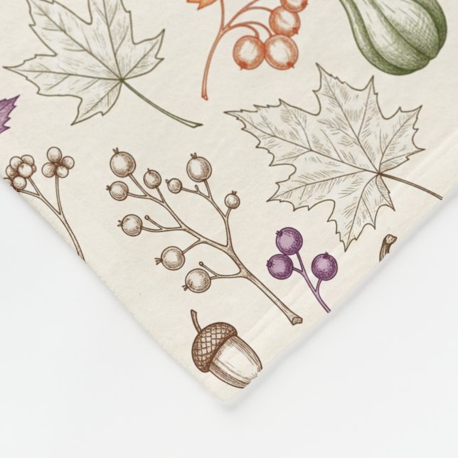 Handgezeichneter Gravurstil Herbstgemüse Fleecedecke (Ecke)
