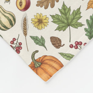 Handgezeichneter Gravurstil Herbstgemüse Fleecedecke