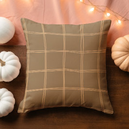 Handgezeichneter Herbst Braun und Cremegitter Kissen