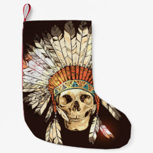 Handgezeichneter indianischer Häuptlingsschmuck mi Kleiner Weihnachtsstrumpf