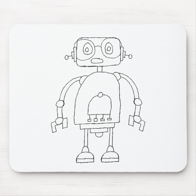 Handgezeichneter intelligenter Roboter Zeichnend Mousepad (Vorne)