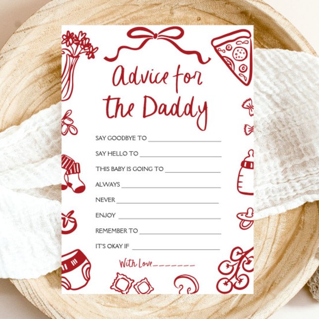 Handgezeichneter Italienischer Ratschlag für die a Einladung (Hand Drawn Italian Advice for the Daddy-to-be Card)