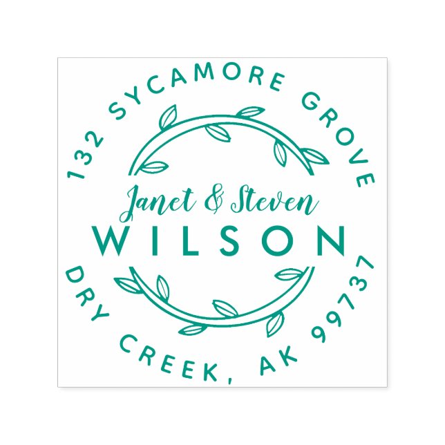 Handgezeichneter Kranz für verheiratete Doppelname Permastempel (Design)