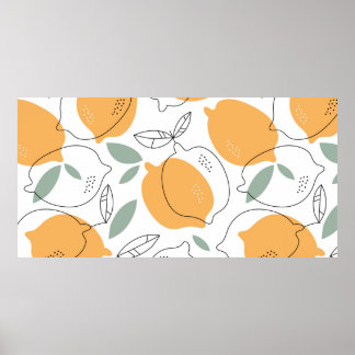 Handgezeichneter Lemons Hintergrund. Nahtloses Mus Poster