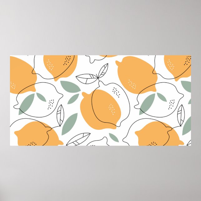 Handgezeichneter Lemons Hintergrund. Nahtloses Mus Poster (Vorne)