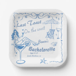 Handgezeichneter letzter Toast an der Küste Bachel Pappteller