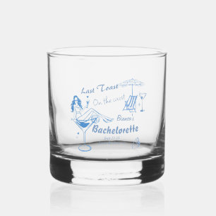 Handgezeichneter letzter Toast an der Küste Bachel Whiskyglas