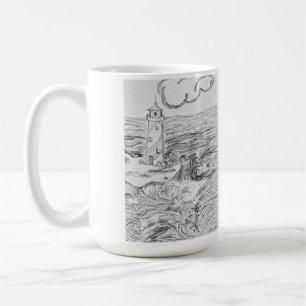 Handgezeichneter Leuchtturm auf Tasse