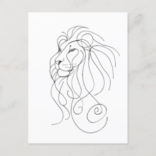 Handgezeichneter Löwe - Minimalistische Linie Art Einladungspostkarte