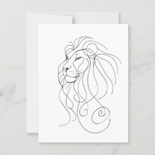 Handgezeichneter Löwe - Minimalistische Linie Art Postkarte