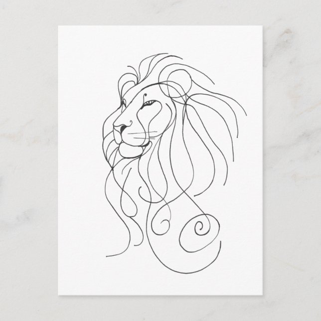 Handgezeichneter Löwe - Minimalistische Linie Art Postkarte (Vorderseite)