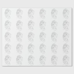 Handgezeichneter Löwe - Minimalistische Linienkuns Geschenkpapier