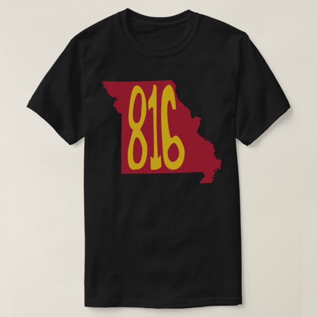 Handgezeichneter Missouri-Staat 816-Flächencode Ro T-Shirt (Design vorne)
