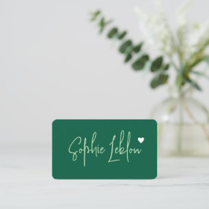 Handgezeichneter Name auf Jäger Green mit Herz Visitenkarte