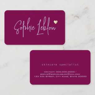Handgezeichneter Name mit Herzweinfarbe Visitenkarte