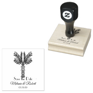 Handgezeichneter Palmbaum Tropen-Logo-Stempel Gummistempel