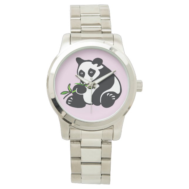 Handgezeichneter PANDA-Bär - Natur - Wildnis - Ros Armbanduhr (Vorderseite)