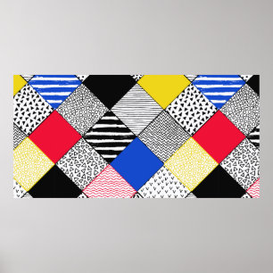 Handgezeichneter Patchwork-Hintergrund. Childisch Poster