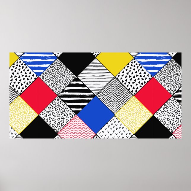 Handgezeichneter Patchwork-Hintergrund. Childisch  Poster (Vorne)