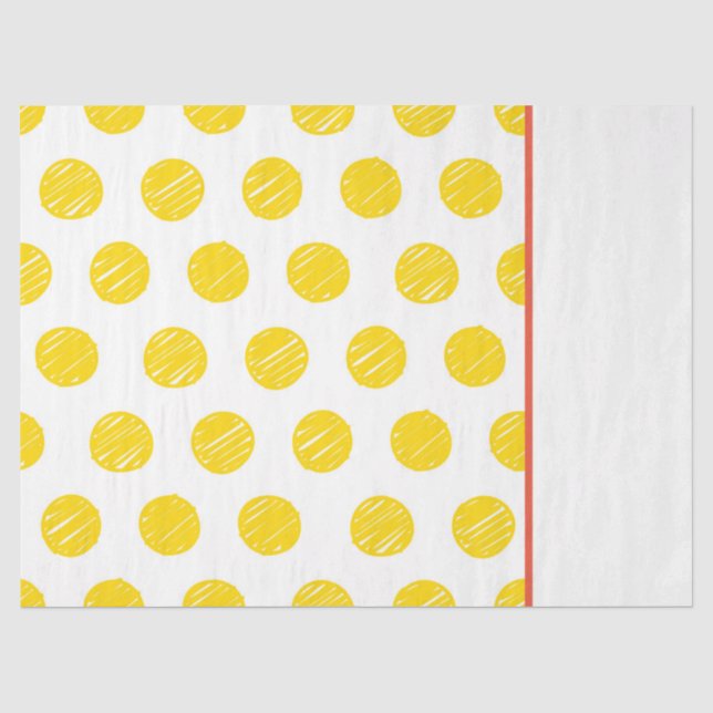 Handgezeichneter Polka Dot Gelborange Weißer Gesch Seidenpapier (Vorderseite)