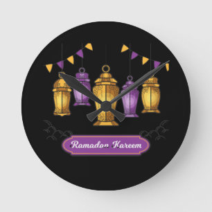 handgezeichneter Ramadan-Kareem-T-Shirt-Schlüssela Runde Wanduhr