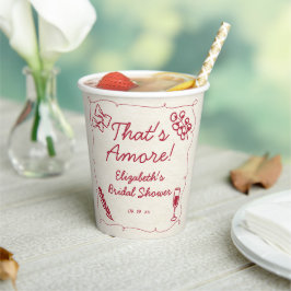 Handgezeichneter Retro Rot Lässig Bridal Brunch Pappbecher