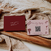 Handgezeichneter rosa burgunderromantischer QR-Cod