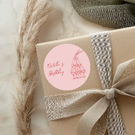 Handgezeichneter Rosa Champagner Tower Geburtstag Runder Aufkleber