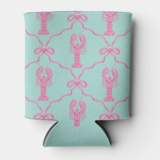 Handgezeichneter rosa Hummer und Coquette-Schleife Dosenkühler