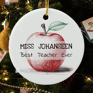 Handgezeichneter roter Apple Bester Lehrer je Keep Keramik Ornament