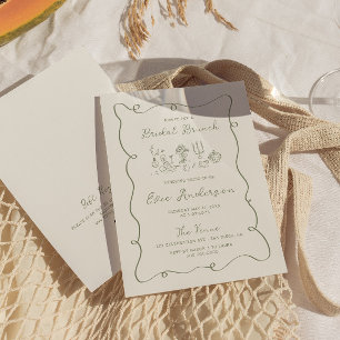 Handgezeichneter Sage Bridal Brunch Einladung