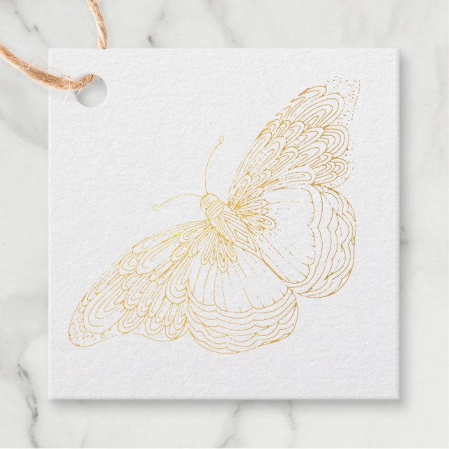 Handgezeichneter Schmetterling Geschenkanhänger (Vorderseite)