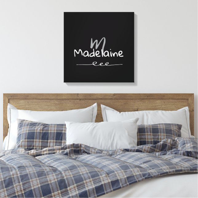 Handgezeichneter Schriftart Monogramm Schwarz-weiß Leinwanddruck (Insitu (Schlafzimmer))