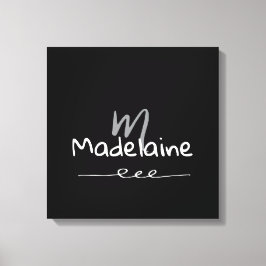 Handgezeichneter Schriftart Monogramm Schwarz-weiß Leinwanddruck