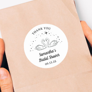 Handgezeichneter Schwan Elegante Dankeskarten für  Runder Aufkleber