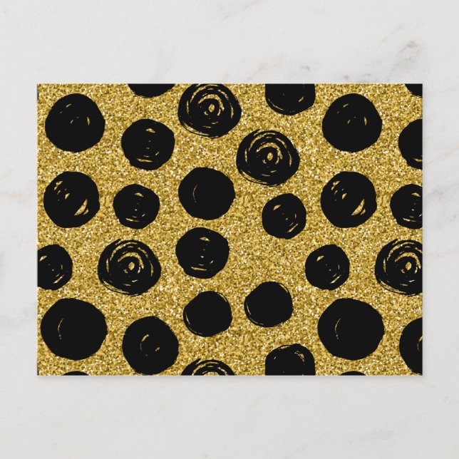 Handgezeichneter schwarzer Kreis auf goldenem Hint Postkarte (Vorderseite)