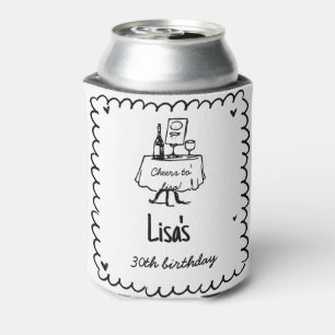 Handgezeichneter Scribble-Cocktail 30., 40. Geburt Dosenkühler
