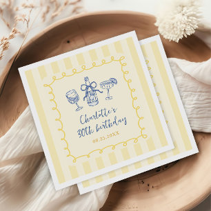 Handgezeichneter Sommer Erwachsener 30. Geburtstag Serviette