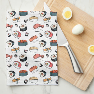 Handgezeichneter Sushi-Mix Geschirrtuch