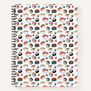 Handgezeichneter Sushi-Mix Notizbuch