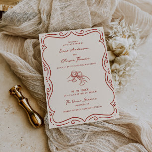 Handgezeichneter Terrakotta-Rahmen Hochzeit Einladung