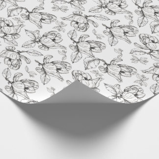 Handgezeichneter Tinte Magnolia Blume Geschenkwrap Geschenkpapier