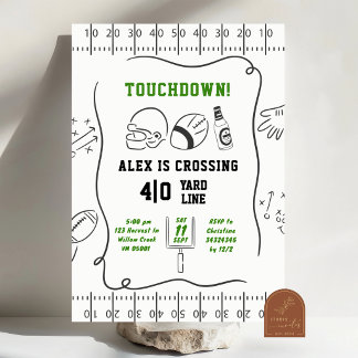 Handgezeichneter Touchdown Geburtstag Erwachsener Einladung