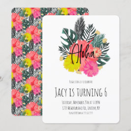 Handgezeichneter tropischer Aloha Floral Geburtsta Einladung