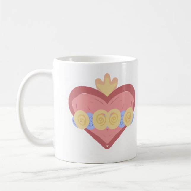 Handgezeichneter Unbeflecktes Herz Mariens Becher Kaffeetasse (Links)