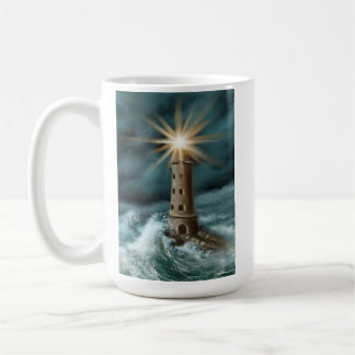 handgezeichneter und gemalter Leuchtturm am Meer Kaffeetasse